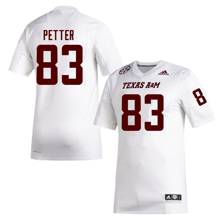 Men #83 Chase Petter Texas A&M Aggies College Football Jerseys Sale-White